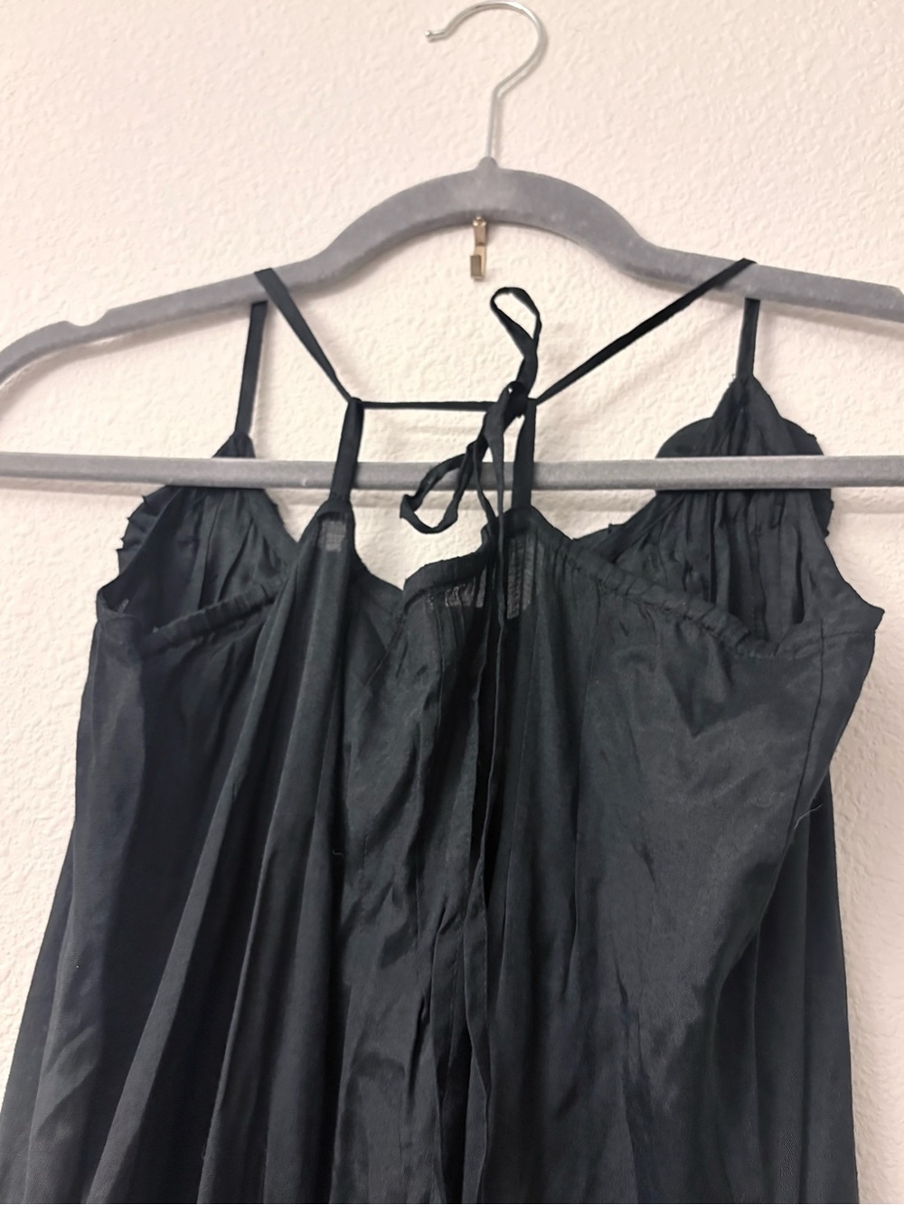 Vintage Newport News 100% Rayon Black Maxi Dress with Floral Trim - Picture 7 of 7